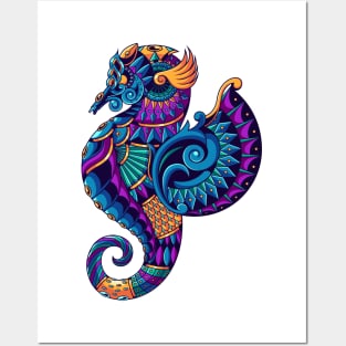 Sea horse ornament illustration Posters and Art